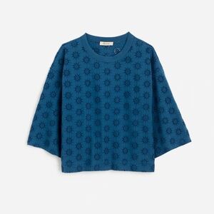 Madewell Embroidered Wide Sleeve Eyelet Boxy Tee